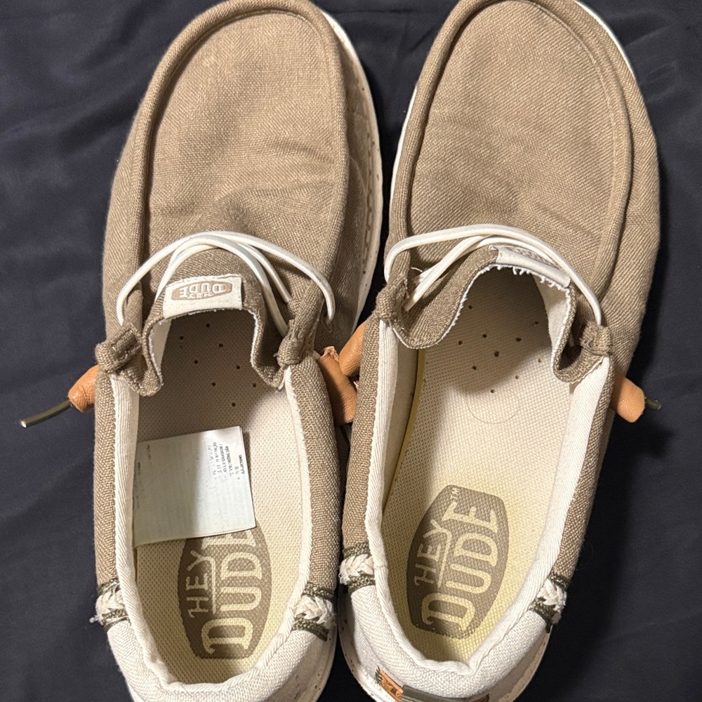 Hey Dude Men's Slip-On Boat Shoes in Tan Canvas
